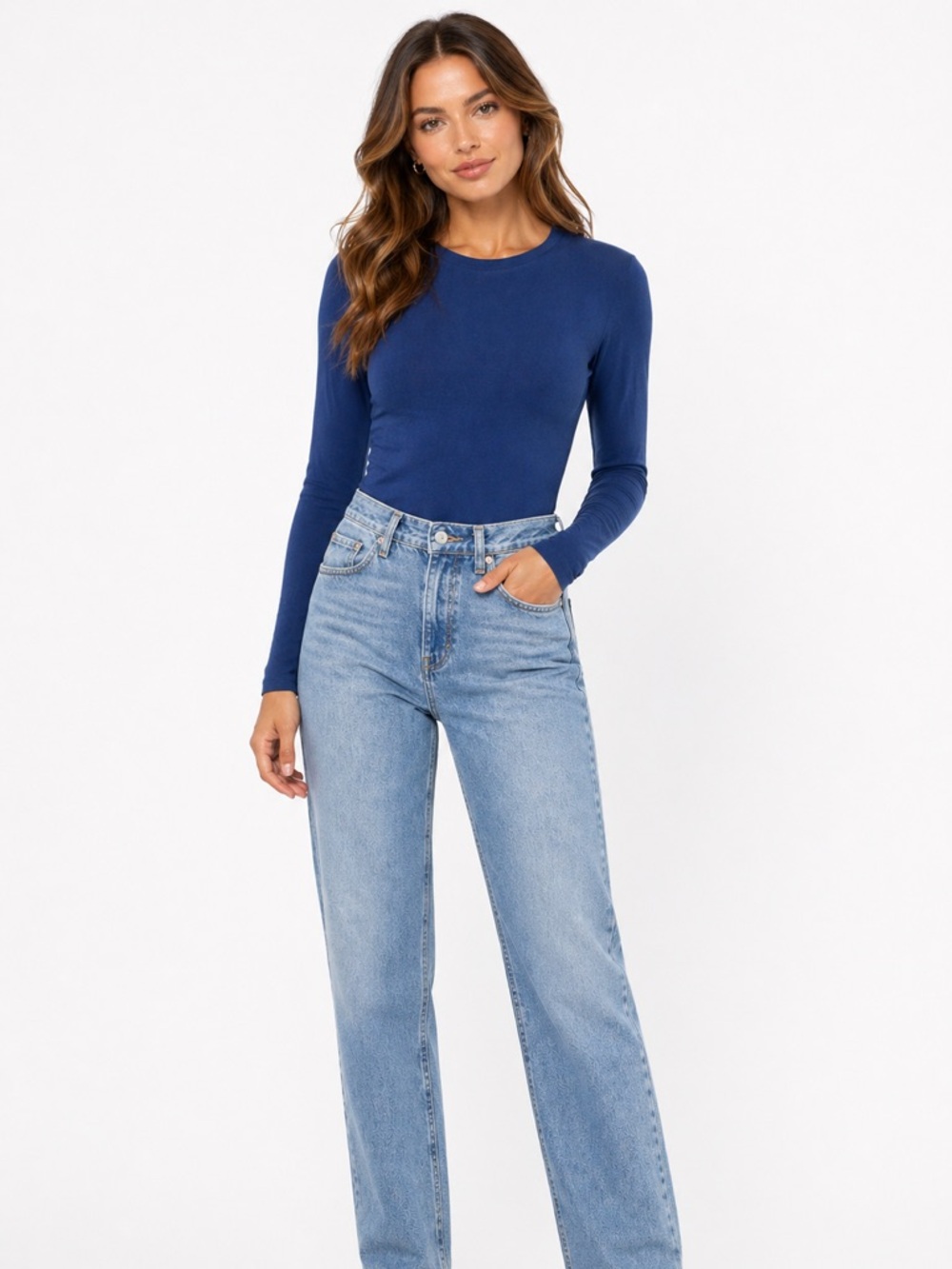 Abercrombie & Fitch Size Large Blue Long Sleeve Bodysuit